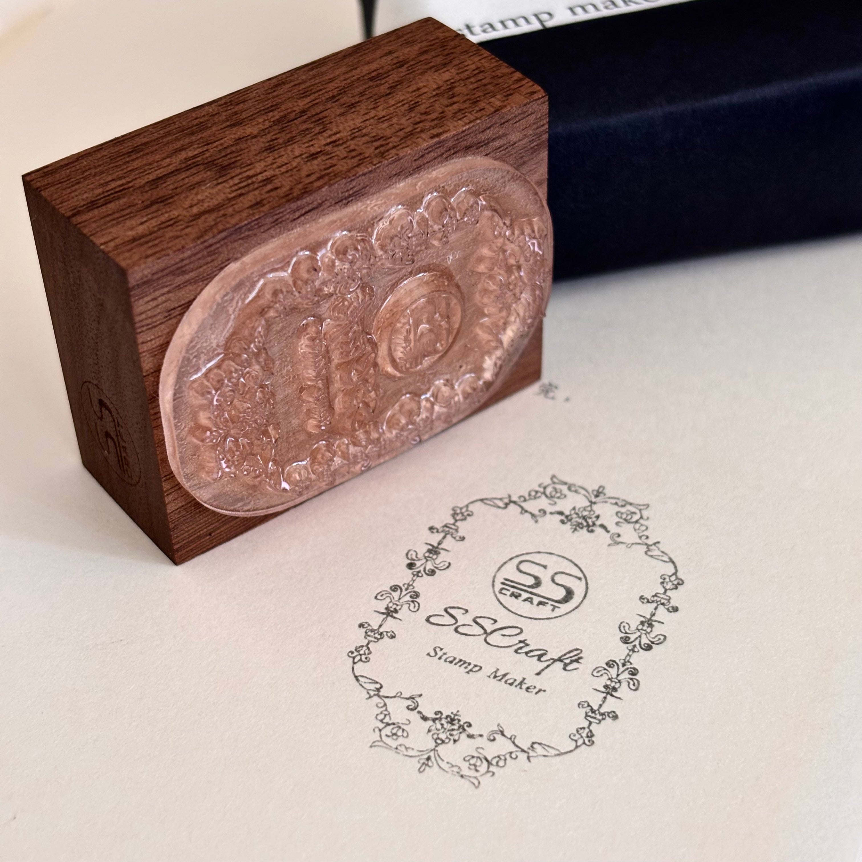 Personalized LOGO Walnut Wood Block Rubber Stamp Wedding Card Paper Stamping
