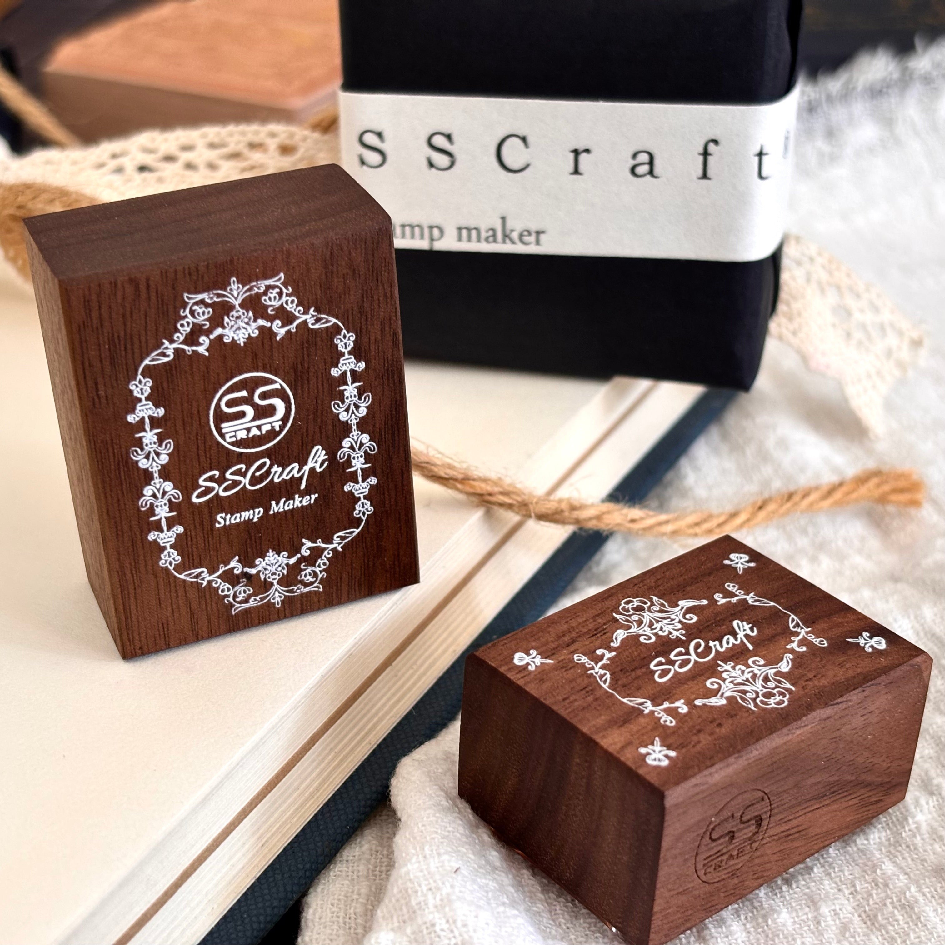 Personalized LOGO Walnut Wood Block Rubber Stamp Wedding Card Paper Stamping