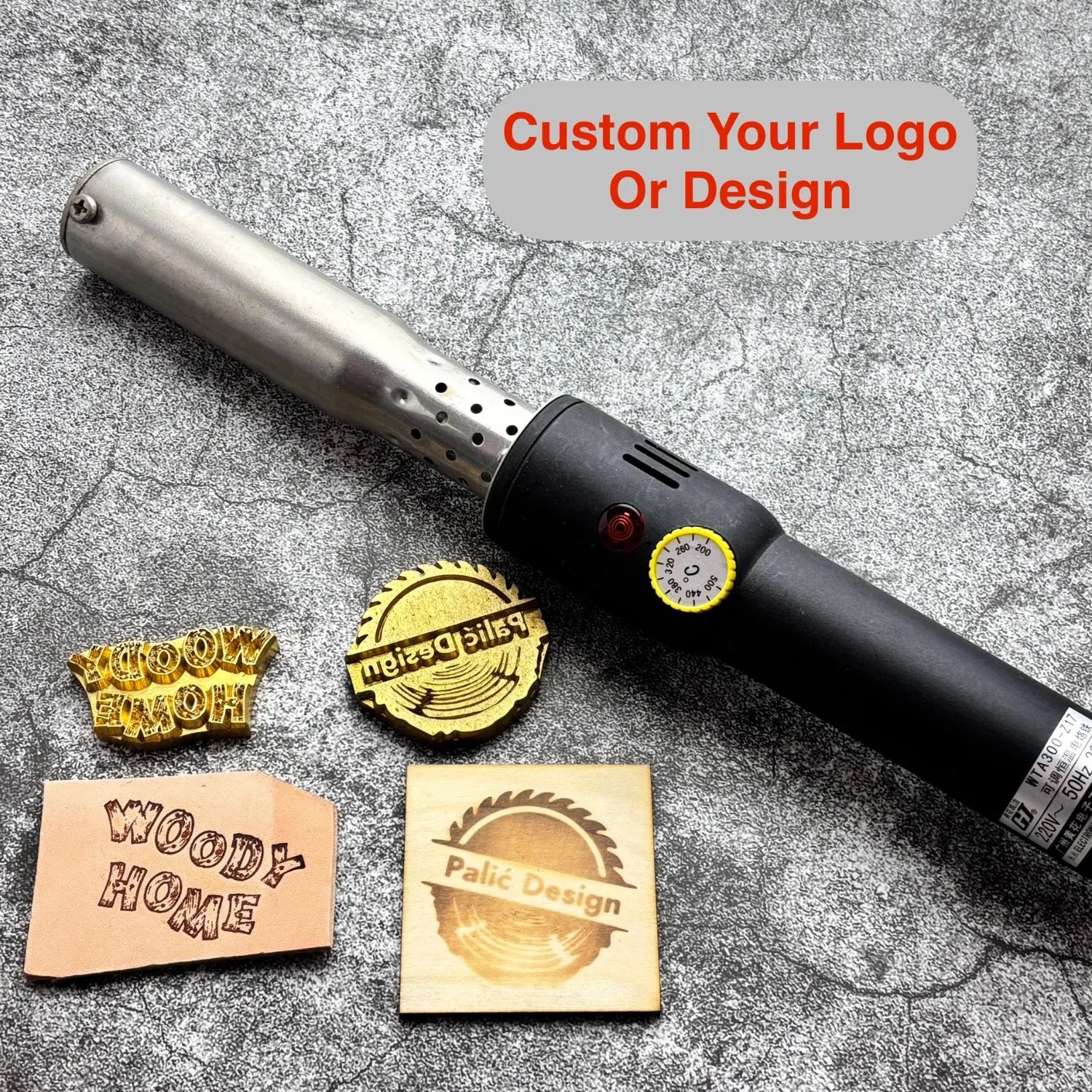 300W 220V/110V Wood Branding Iron Custom Logo Brass Stamp Hot Stamping Machine for Wood Leather Burger