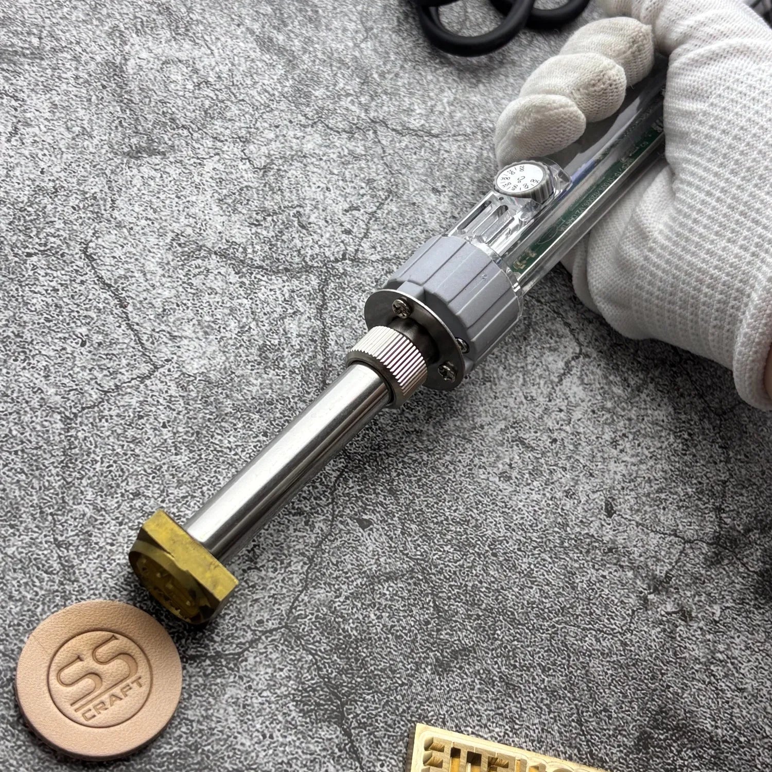 60W/150W/200W Hand-held Leather Stamping Iron Custom Logo Brass Stamp Hot Pressing Heater Temperature Adjust