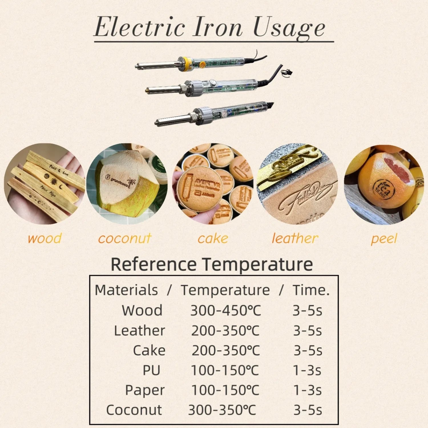 60W/150W/200W Hand-held Leather Stamping Iron Custom Logo Brass Stamp Hot Pressing Heater Temperature Adjust