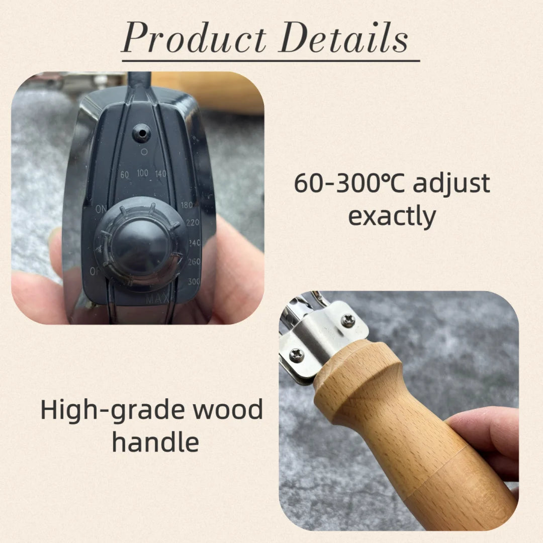 60W 220V/110V Custom LOGO Leather Hot Foil Stamping Iron Kit Brass Stamp Foiling Paper Branding Iron