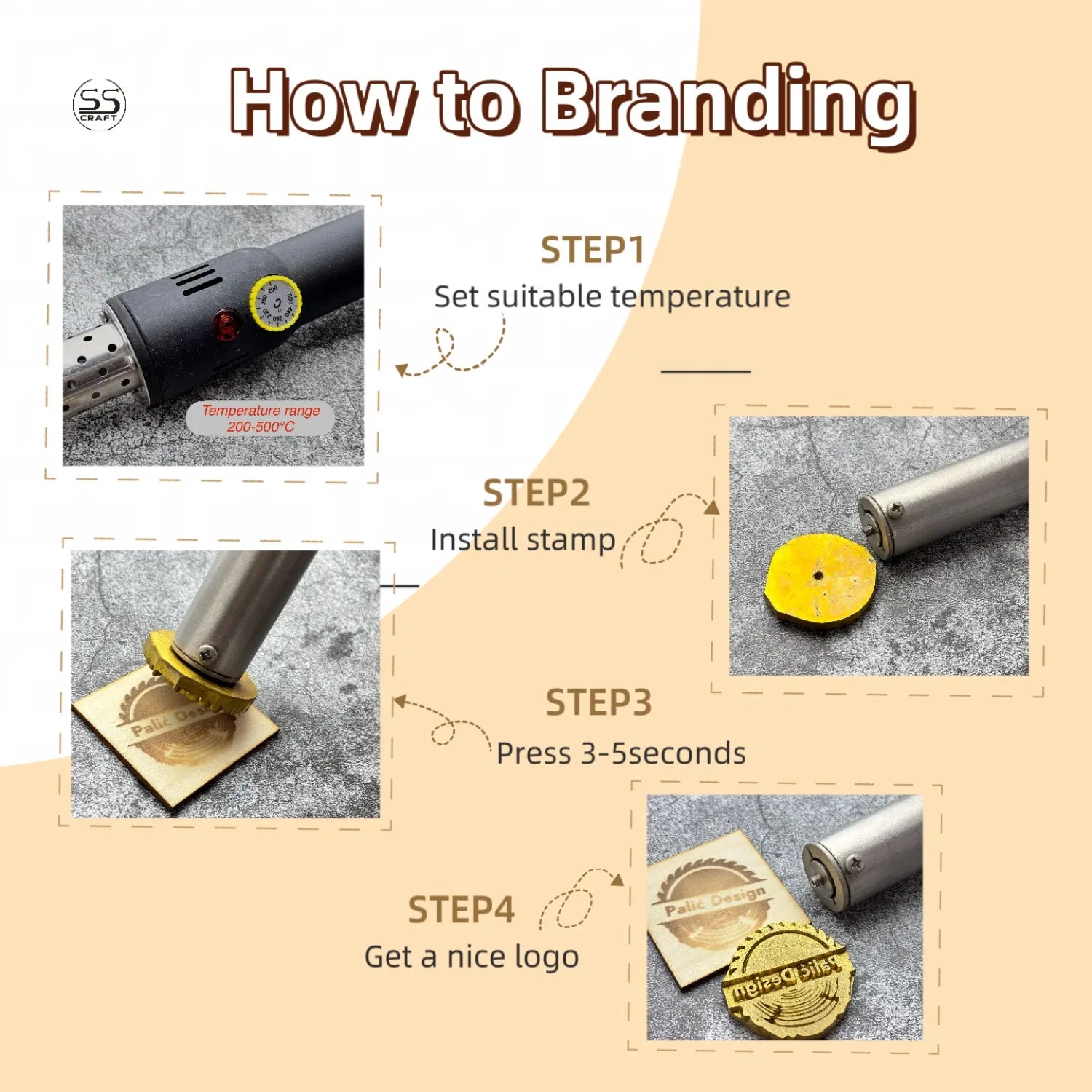 300W 220V/110V Wood Branding Iron Custom Logo Brass Stamp Hot Stamping Machine for Wood Leather Burger