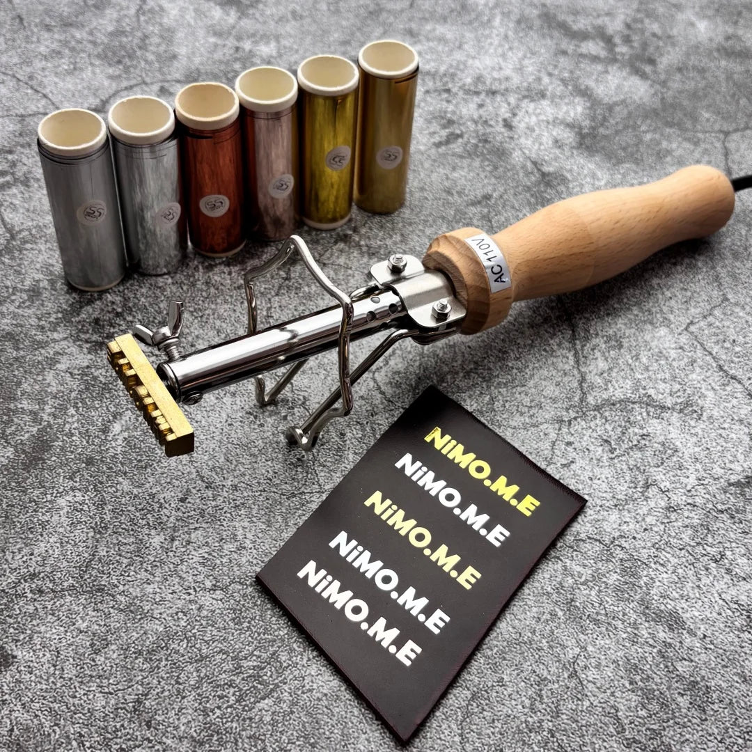 60W 220V/110V Custom LOGO Leather Hot Foil Stamping Iron Kit Brass Stamp Foiling Paper Branding Iron