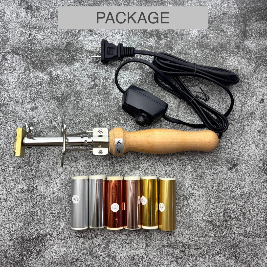 60W 220V/110V Custom LOGO Leather Hot Foil Stamping Iron Kit Brass Stamp Foiling Paper Branding Iron