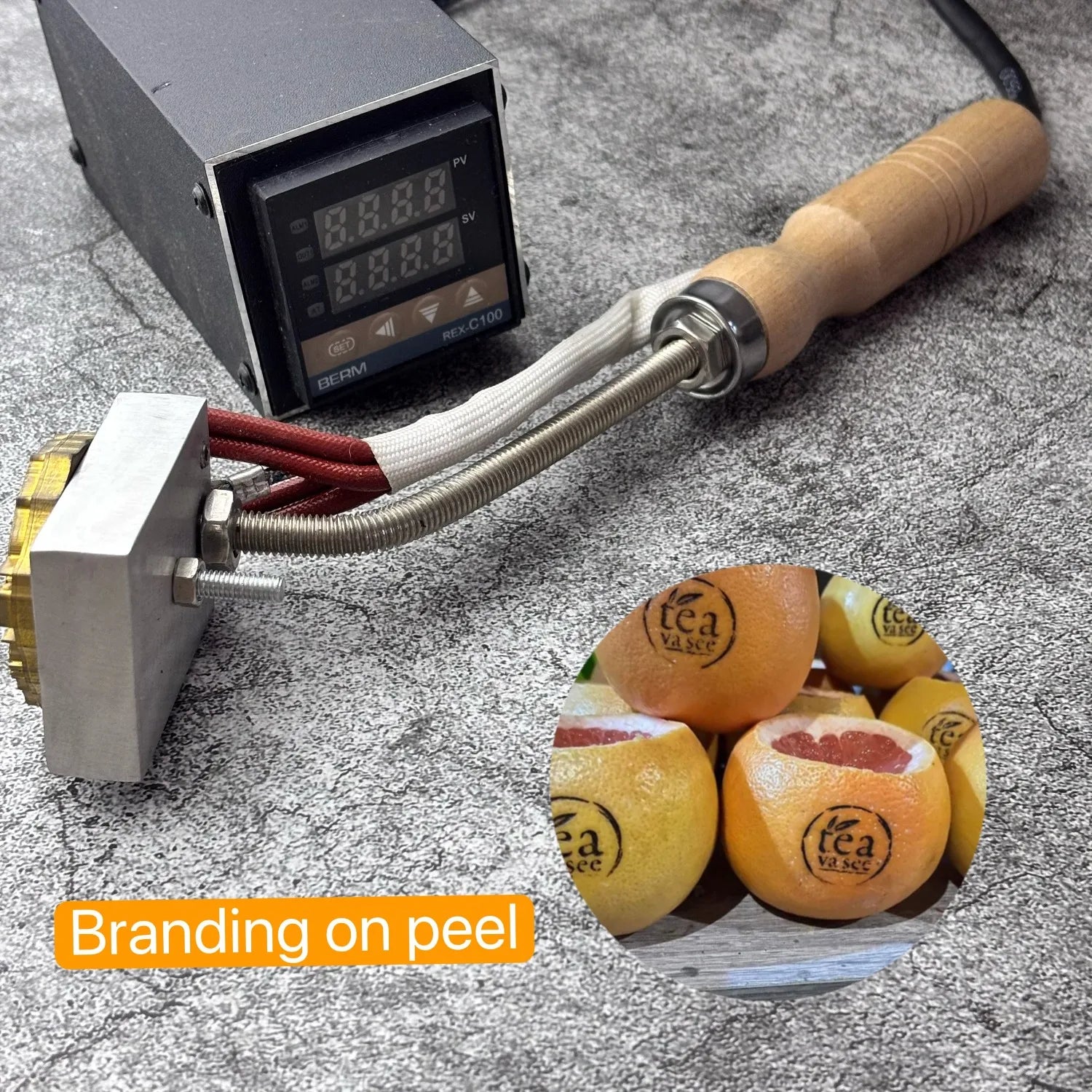 500W Hand Held Hot Stamping Machine Burger Branding Iron Custom Logo Brass Heat Stamp Adjust Temperature