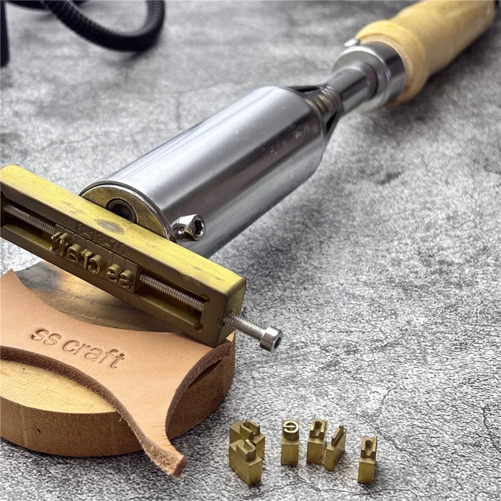 300W Electric Branding Iron Machine with Customized Brass Mould for Leather Wood Cake Stamping