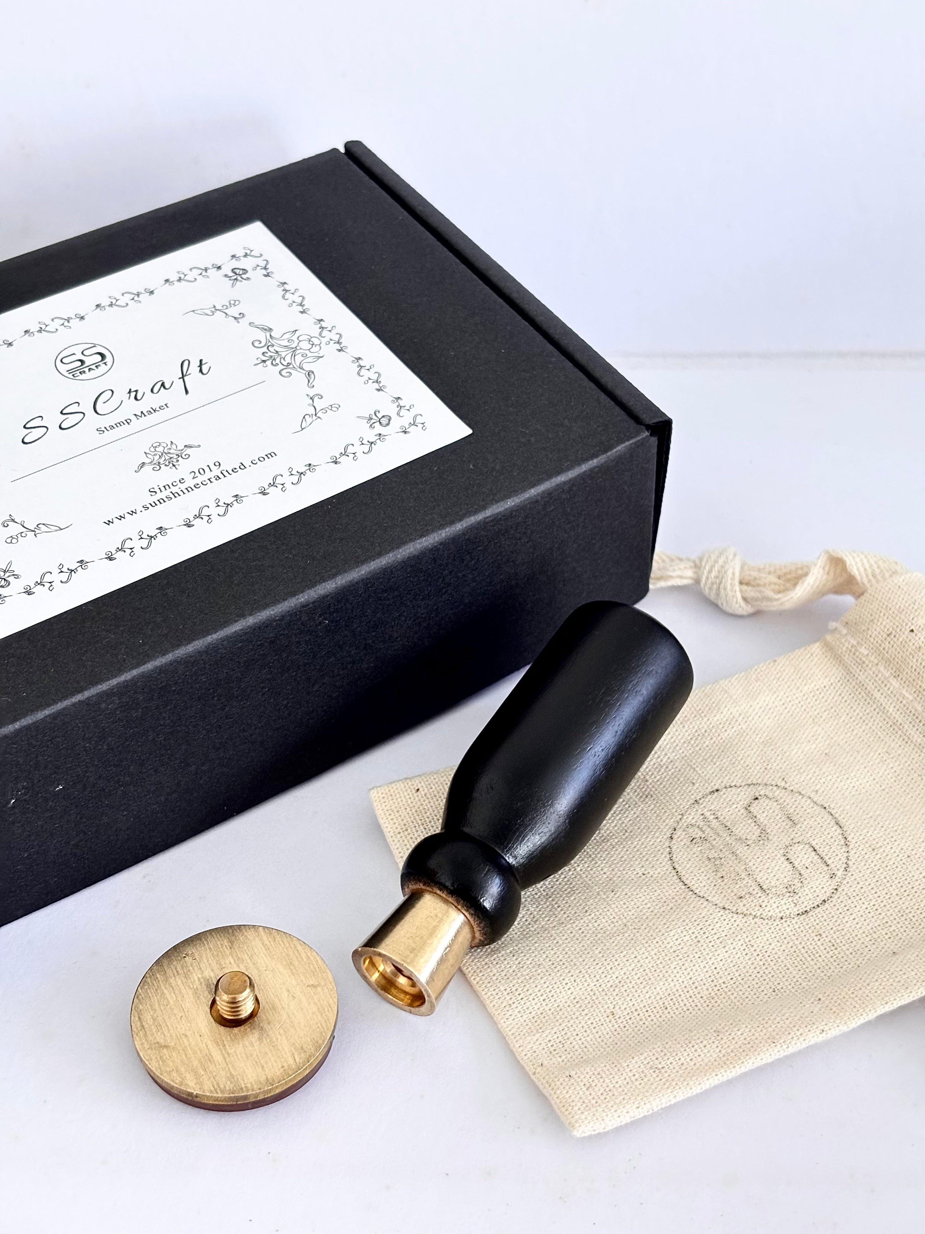 Personalized Logo Elegant Brass Handle Rubber Stamp for DIY Crafts Journal Card Stamp