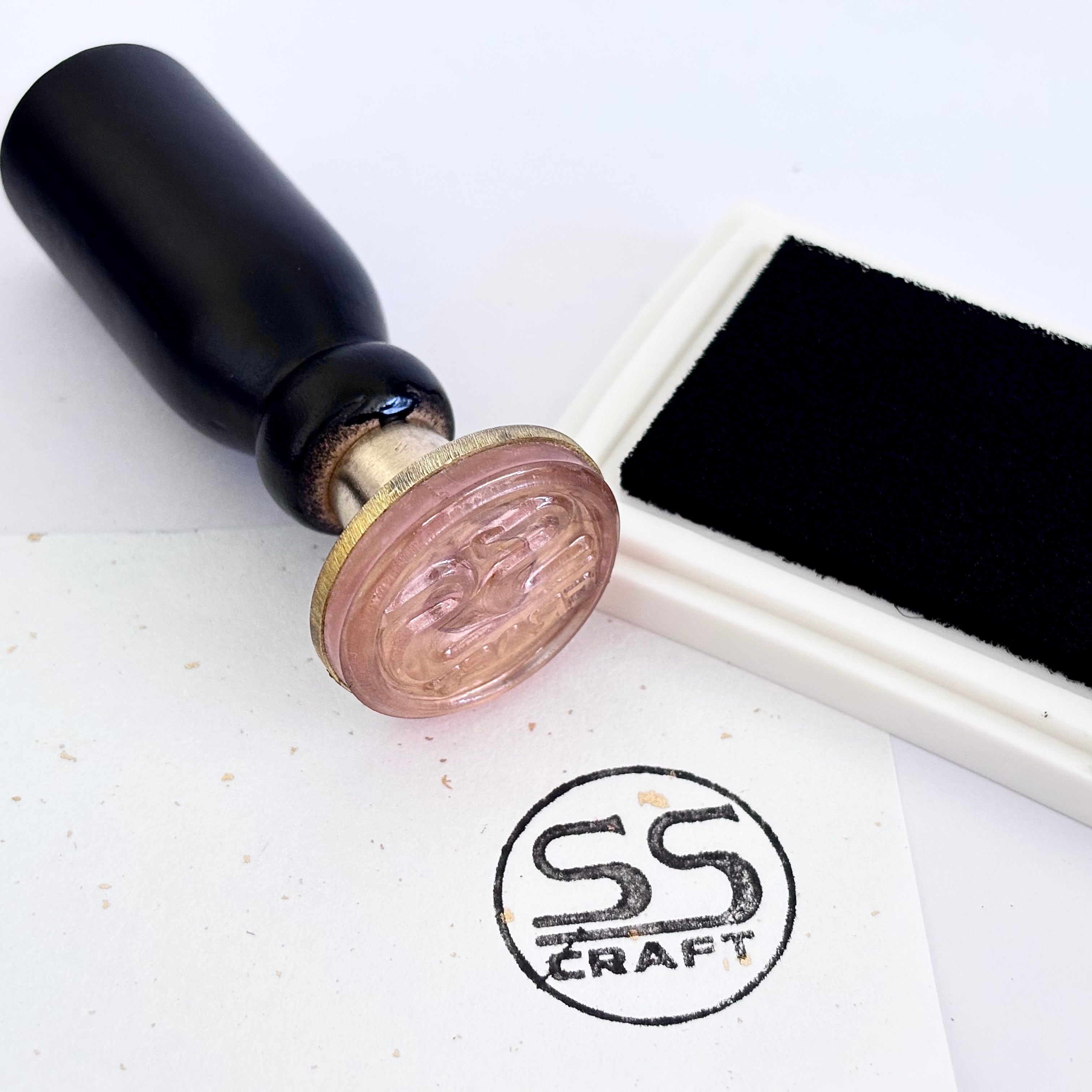 Personalized Logo Elegant Brass Handle Rubber Stamp for DIY Crafts Journal Card Stamp