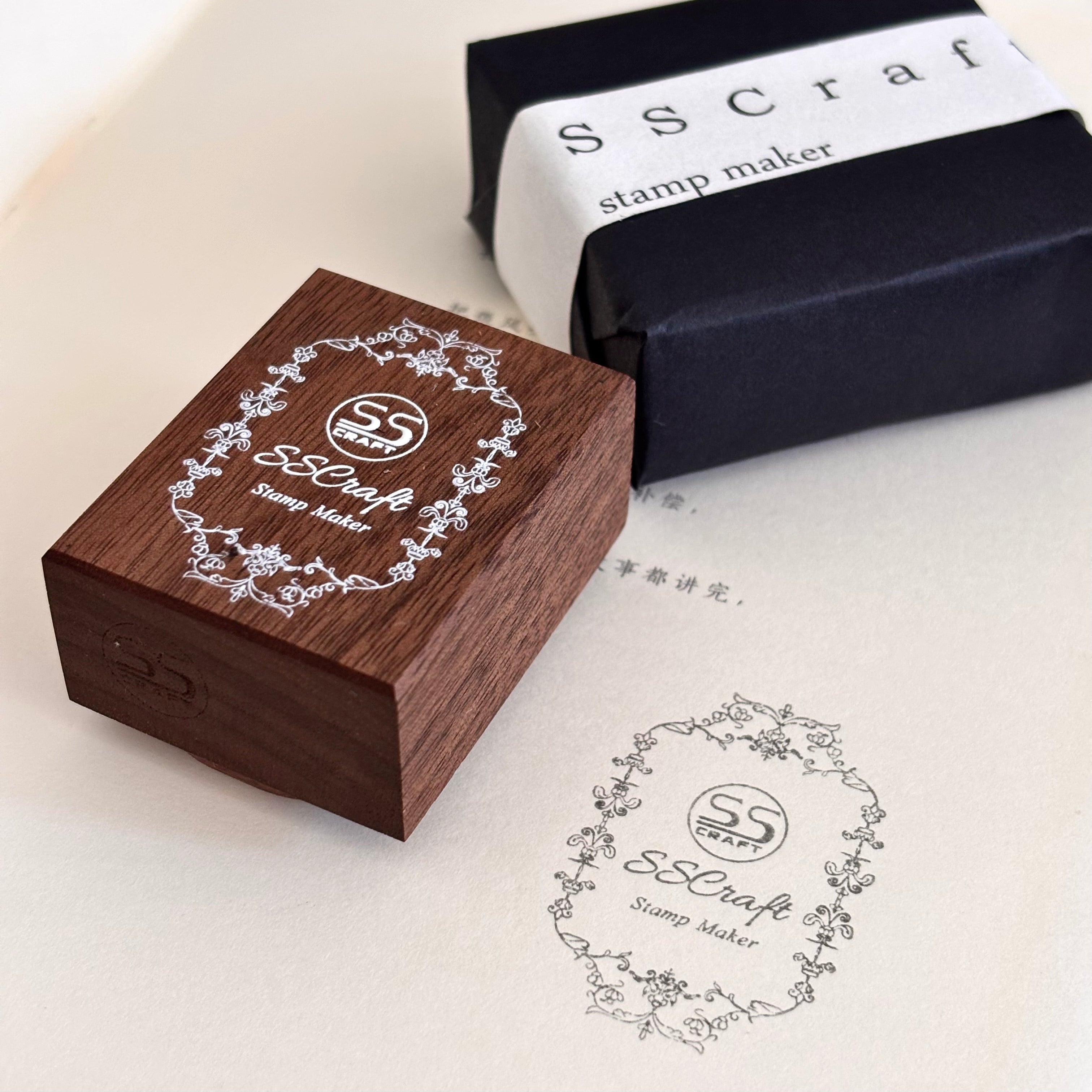 Personalized LOGO Walnut Wood Block Rubber Stamp Wedding Card Paper Stamping