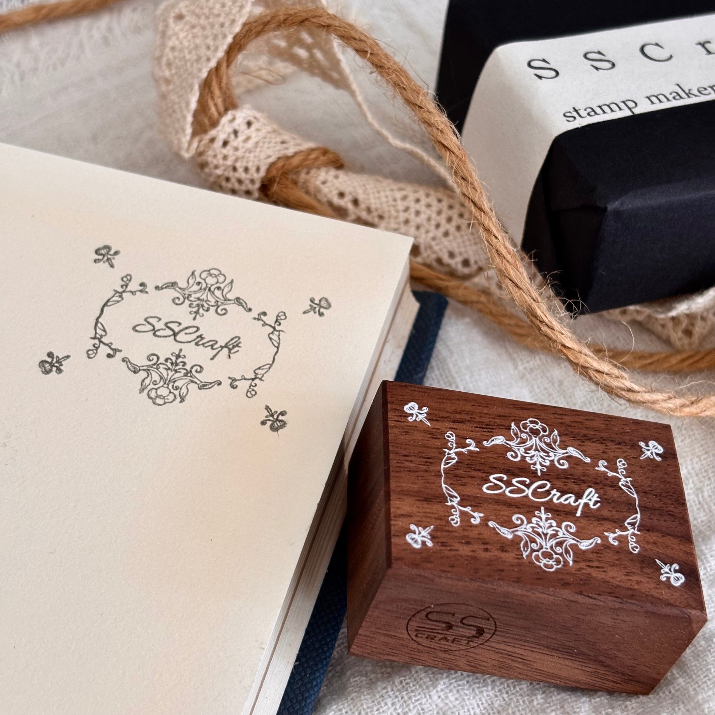 Personalized LOGO Walnut Wood Block Rubber Stamp Wedding Card Paper Stamping