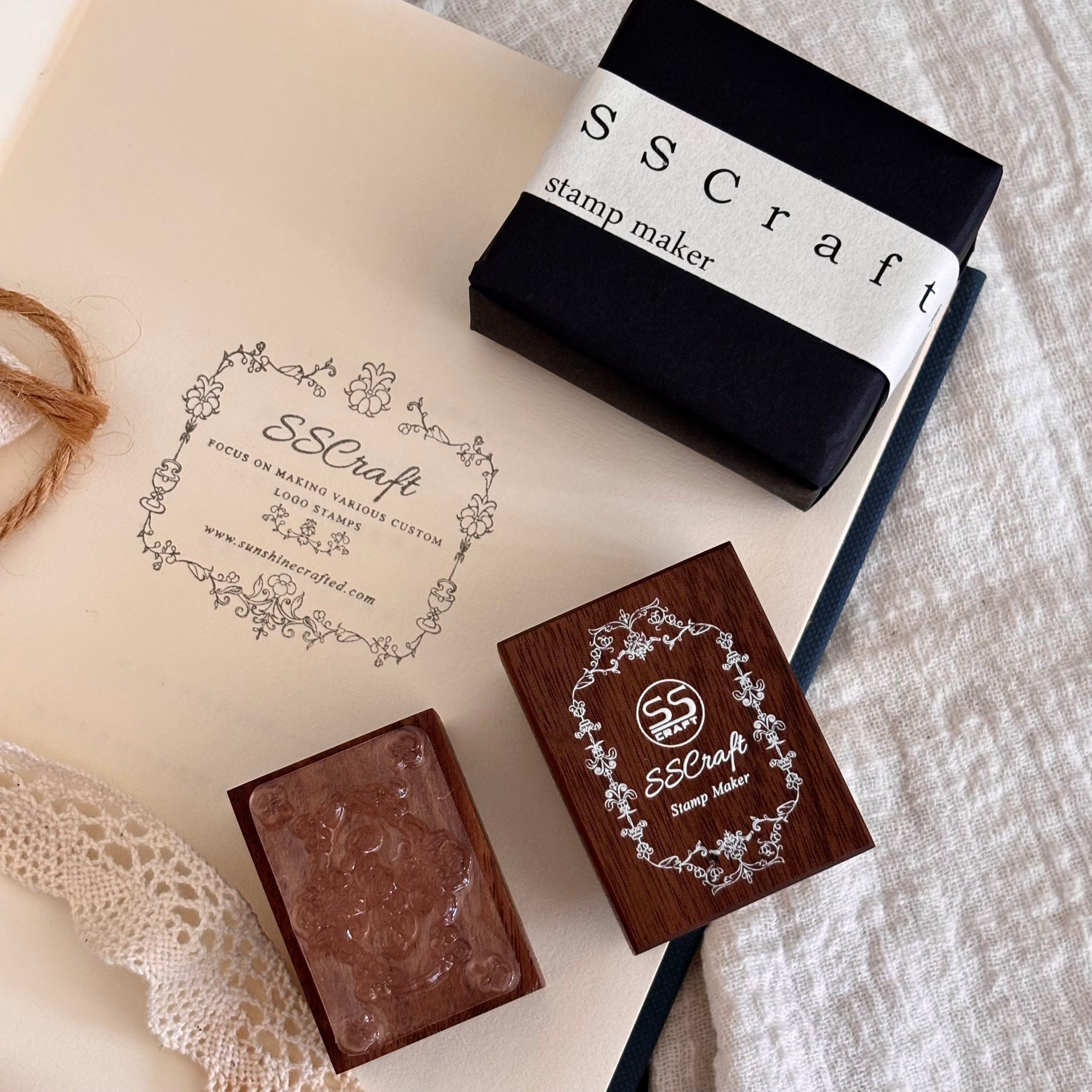 Personalized LOGO Walnut Wood Block Rubber Stamp Wedding Card Paper Stamping