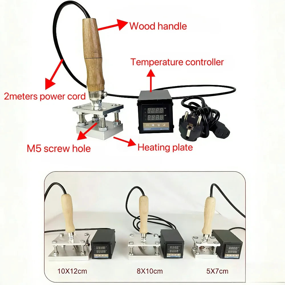 500W Hand-held Leather Hot Foil Stamping Machine Customize LOGO Heat Stamp Branding