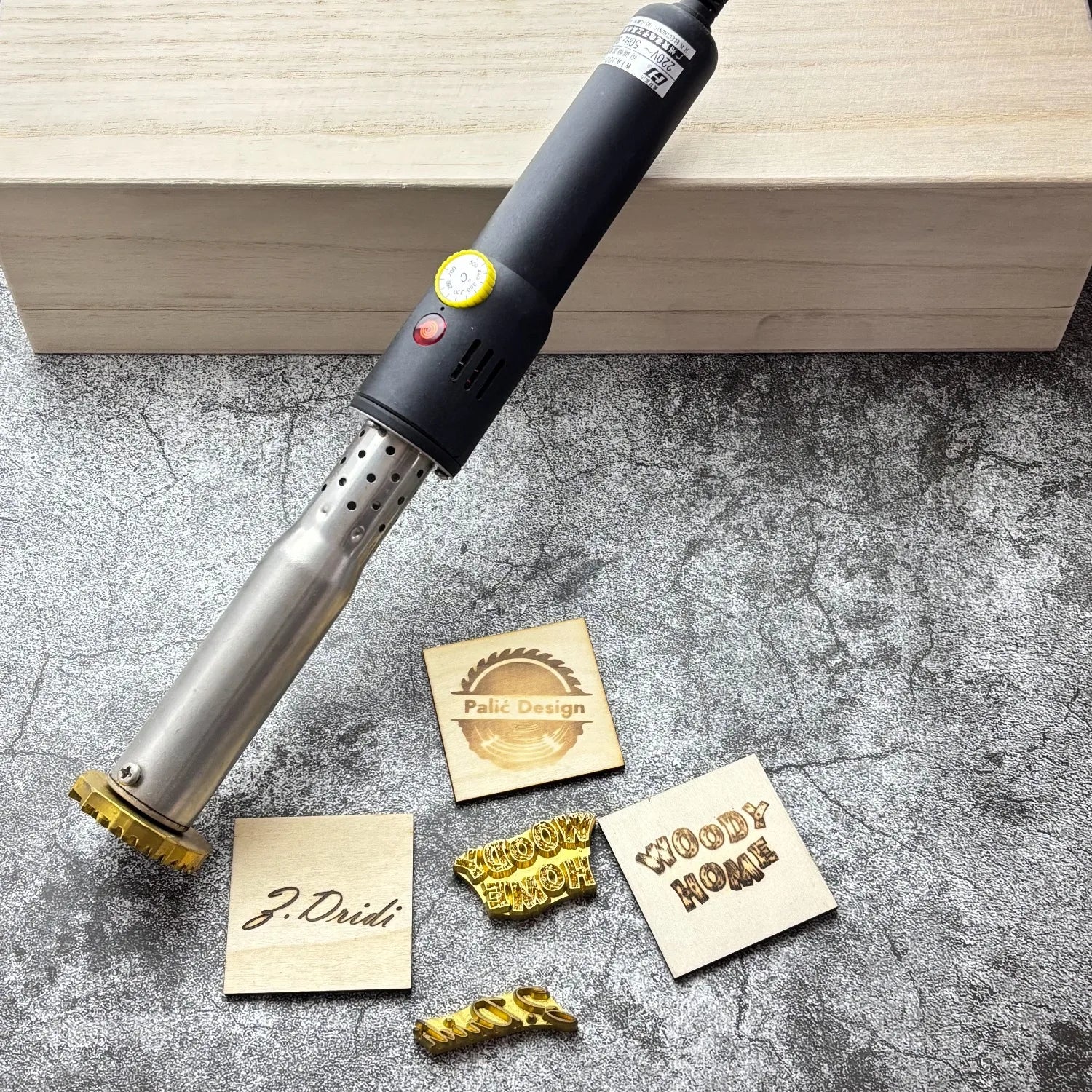 300W 220V/110V Wood Branding Iron Custom Logo Brass Stamp Hot Stamping Machine for Wood Leather Burger