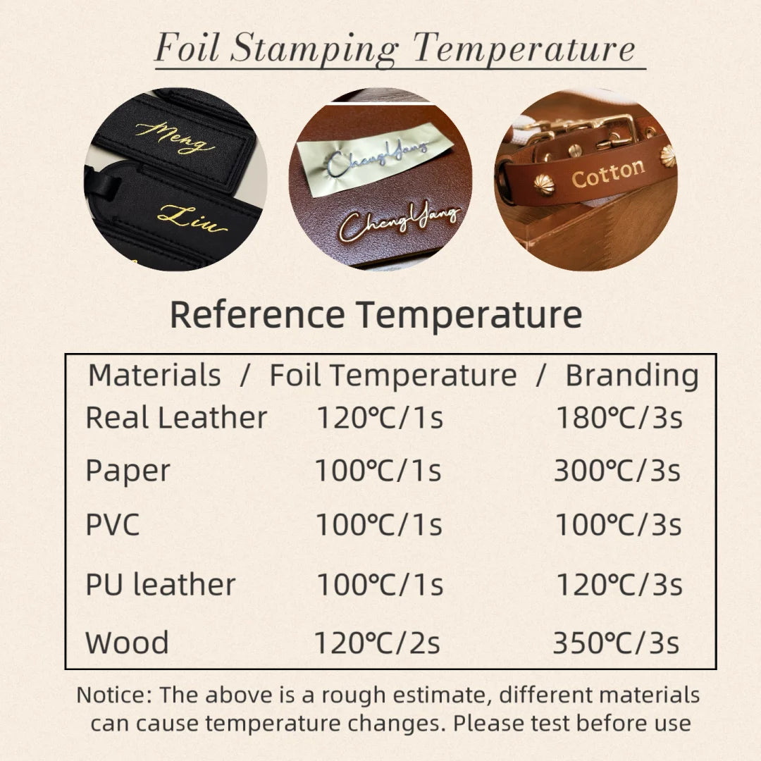 60W 220V/110V Custom LOGO Leather Hot Foil Stamping Iron Kit Brass Stamp Foiling Paper Branding Iron