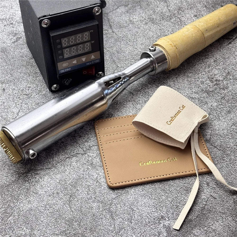 300W Electric Branding Iron Machine with Customized Brass Mould for Leather Wood Cake Stamping