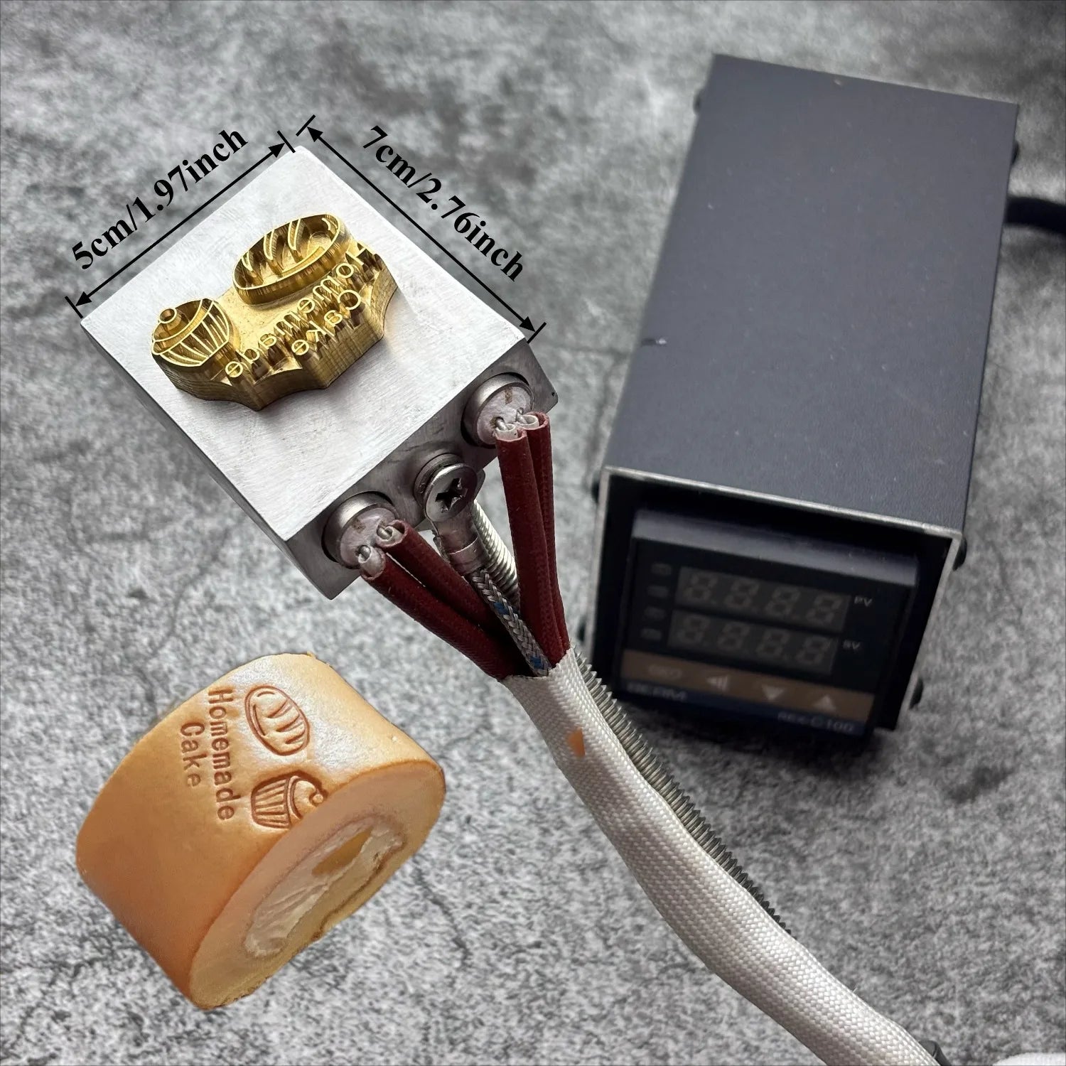 500W Hand Held Hot Stamping Machine Burger Branding Iron Custom Logo Brass Heat Stamp Adjust Temperature