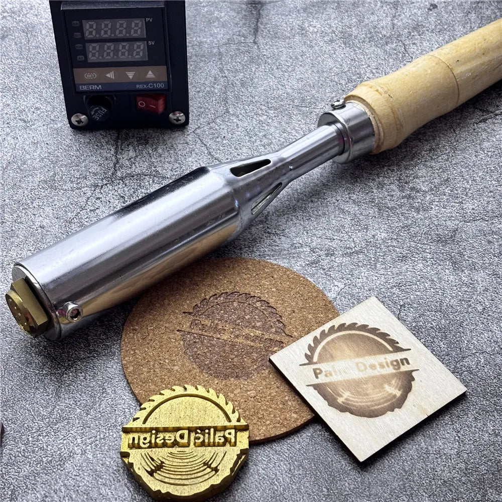 300W Electric Branding Iron Machine with Customized Brass Mould for Leather Wood Cake Stamping