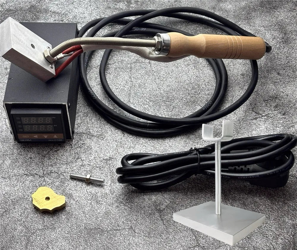 500W Hand Held Hot Stamping Machine Burger Branding Iron Custom Logo Brass Heat Stamp Adjust Temperature