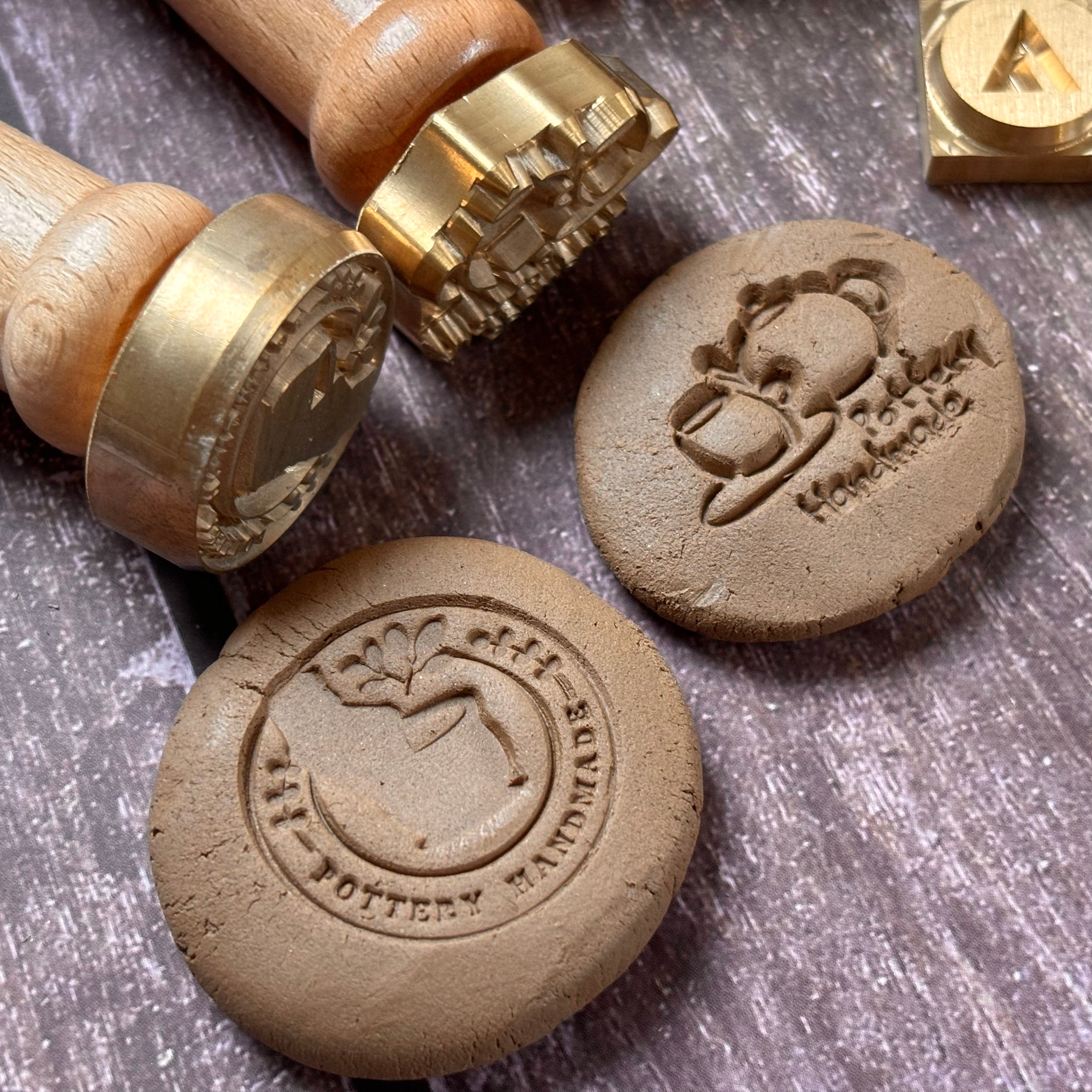 Custom pottery clay stamp,Ceramic Signature Logo,10mm thick brass stamp,Personalized soap stamp